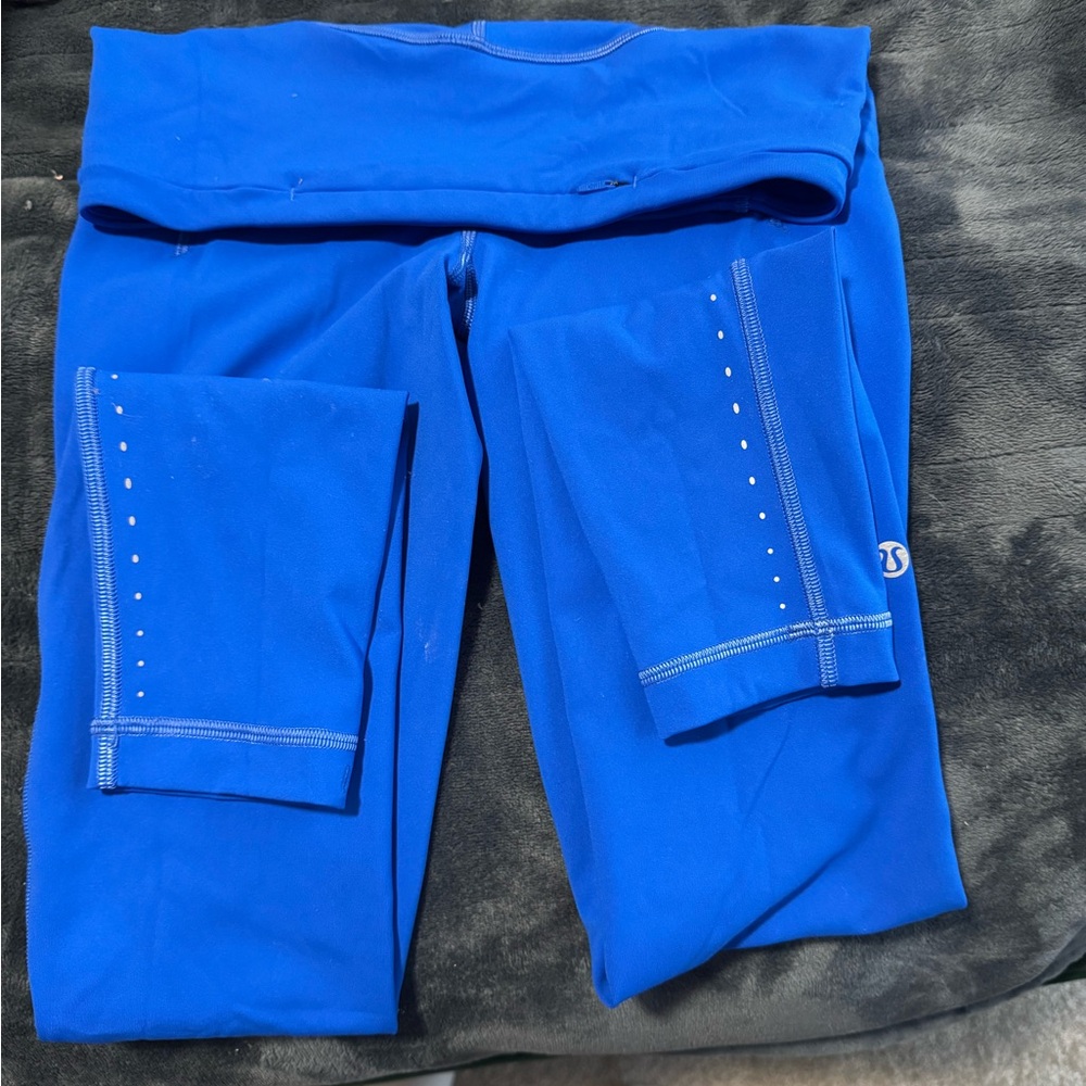 Blue Athletic Leggings with Logo